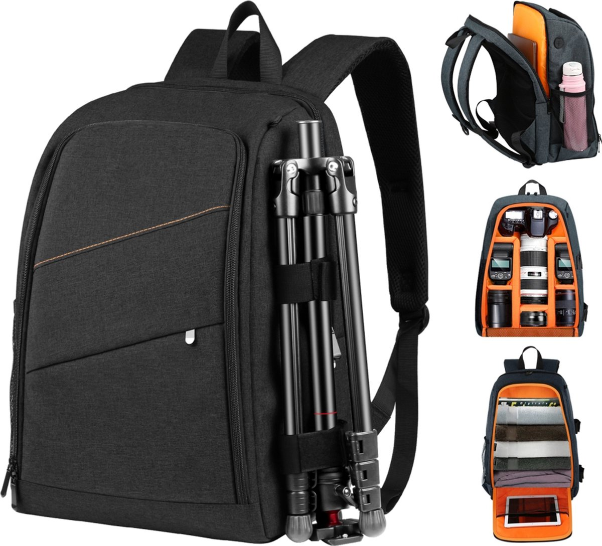 camera-rugzak-777upm.png Cameratas Spiegelreflexcamera – met Laptopvak en Regenhoes 30L – Pitt&Co - Afbeelding 1