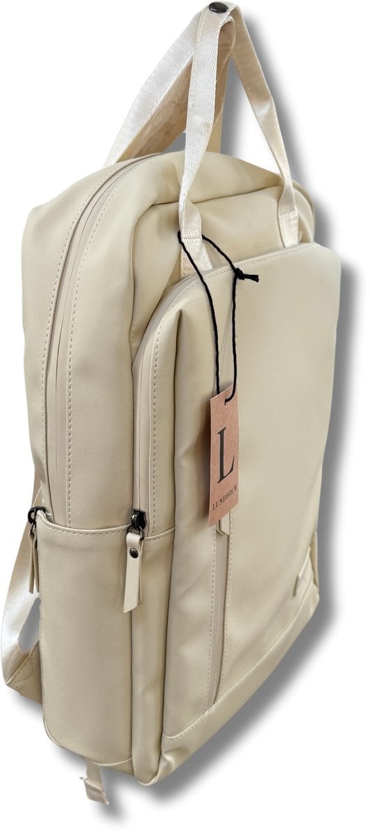 dagrugzak-dames-101imr-1.jpg Lundholm Rugzak Dames 15.6" laptoptas Beige Handbagage, waterdicht Hilten Lederwaren & Cadeaus - Afbeelding 1