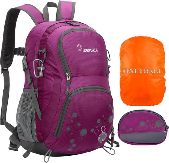 dagrugzak-dames-454pnk-1.jpg ONETOALL wandelrugzak dames 20 liter Dagrugzak Waterafstotend Zwart/roze | bol - Afbeelding 1
