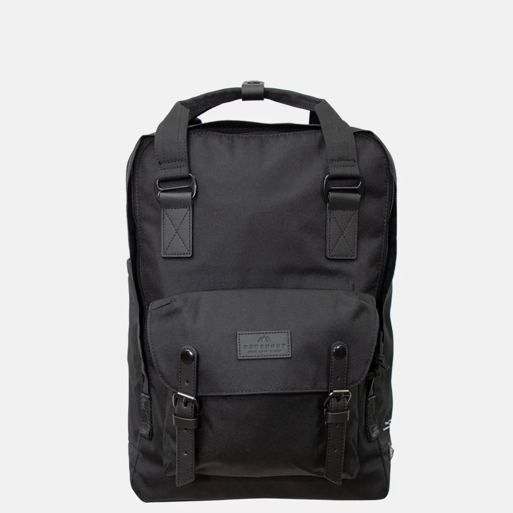 doughnut-rugzak-727poy.webp Doughnut Macaroon Large Reborn rugzak 15 inch all black | 019577 Zwart - Afbeelding 1
