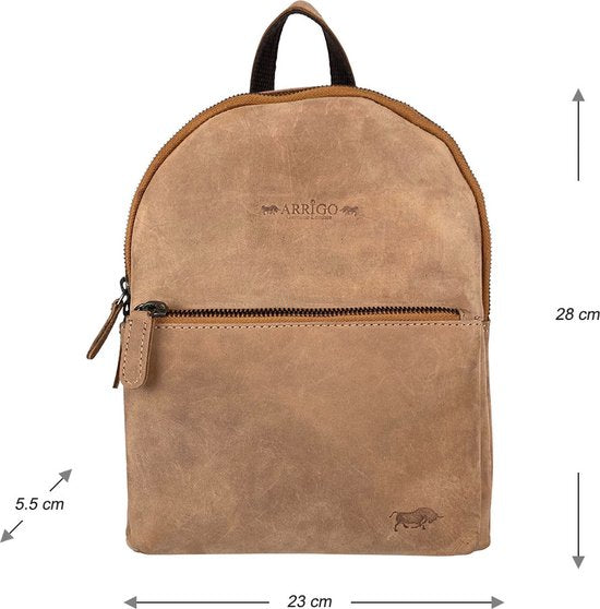 kleine-rugtas-dames-050suj-1.jpg Kleine leren rugzak voor dames in taupe – Compact en stijlvol rugzakje van hoogwaardig leer, perfect voor dagelijks gebruik met een moderne ... - Afbeelding 1