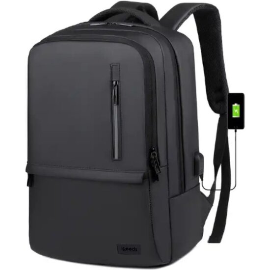 laptop-rugtas-heren-464spe-1.jpg Igoods Rugtas Laptop Rugzak Heren Anti Diefstal Zakelijke Rugzak Dames Tas met USB oplaadpoort 14 t/m 15,6 inch Waterdicht Zwart | Devoordeligedrogisterij.nl - Afbeelding 1