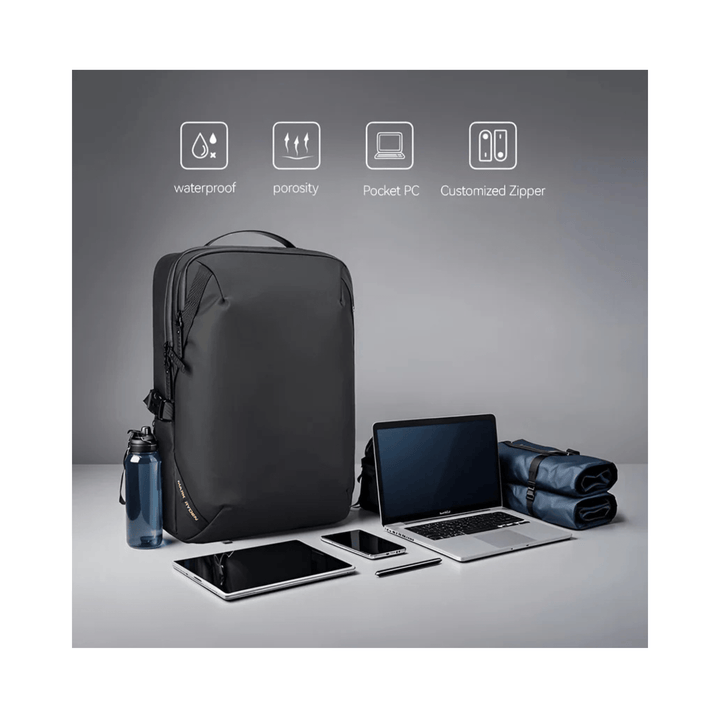 laptop-rugzak-waterdicht-652tyt.png CarryQuest® Oxford Reis Heren Laptop Rugzak Waterdicht Comfortabel & Stijlvol Zwart - Afbeelding 1