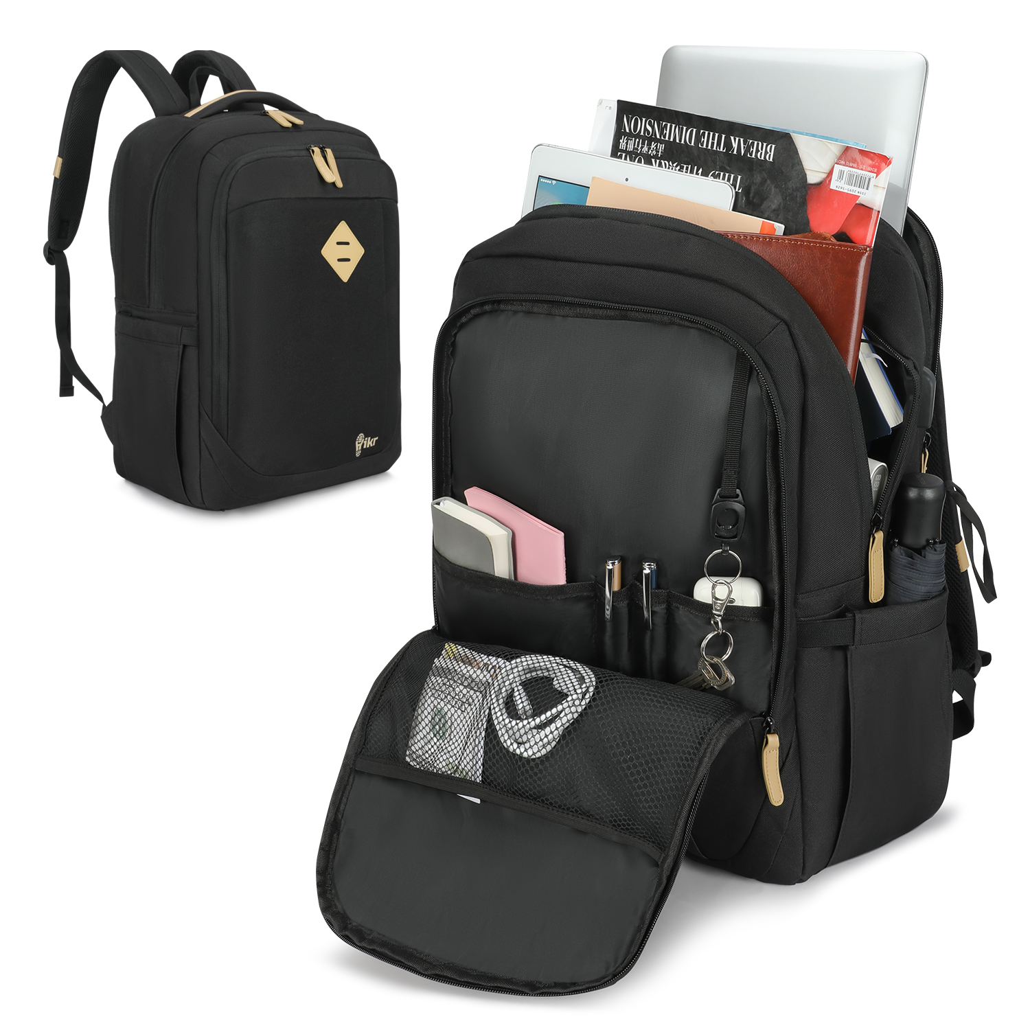 laptop-rugzak-waterdicht-792bat-1.jpg Hikr® Rugzak Waterdicht Laptoptas met USB poort - Afbeelding 1
