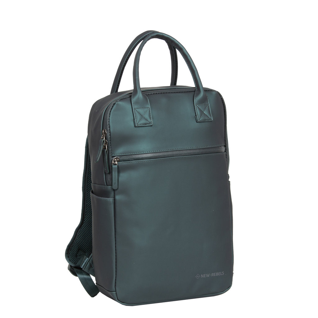laptoptas-rugzak-006eez-1.jpg New Rebels ® Harper 3 Rugtas Waterafstotend Laptoptas 14 inch 12 Liter Waterproof Rugzak Groen - Afbeelding 1