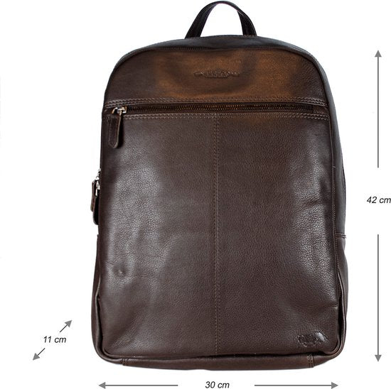 leren-rugtas-heren-028szi-1.jpg Donkerbruine leren rugzak – Stijlvolle en ruime tas voor dames en heren, ideaal voor dagelijks gebruik. - Afbeelding 1