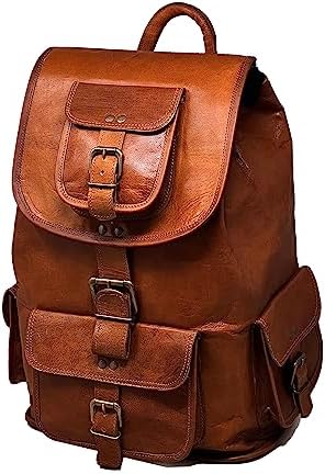 leren-rugtas-heren-856uti-1.jpg Jaald 40 cm Leather Backpack, School Backpack, Courier Backpack, Cycling Backpack, Genuine Leather, Waterproof for Travel, Outdoor, Hiking, School, Gift, Laptop, Women, Men, Vintage Leather Backpack, Outdoor Backpack : Amazon.nl: Electronics & - Afbeelding 1
