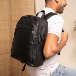 Leren Laptoprugzak Zwart Detroit