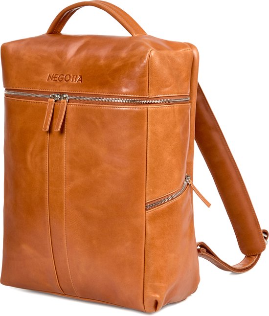 leren-rugzak-515dda-1.jpg Negotia Kova Leren Rugzak 15,6 inch Cognac – Laptop Rugtas / Travel Backpack | bol - Afbeelding 1