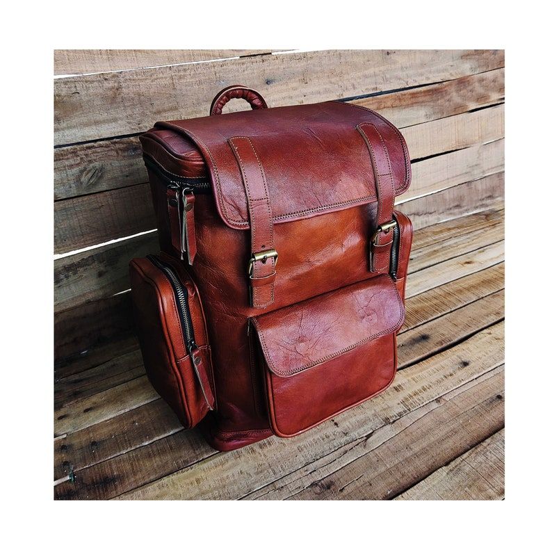 leren-rugzak-heren-732iyp-1.jpg Leren rugzak, handgemaakte leren rugzak, gepersonaliseerde leren laptoprugzak, leren trekkingrugzak, leren wandeltas heren dames - Afbeelding 1