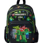 Minecraft Rugzak Voor Jongens & Meisjes Zwarte Gamer Schooltas Met Creeper Print