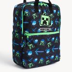 Waterafstotende schoolrugzak met Minecraft™ motief voor kinderen | BLACK | Schooltassen | M&S NL