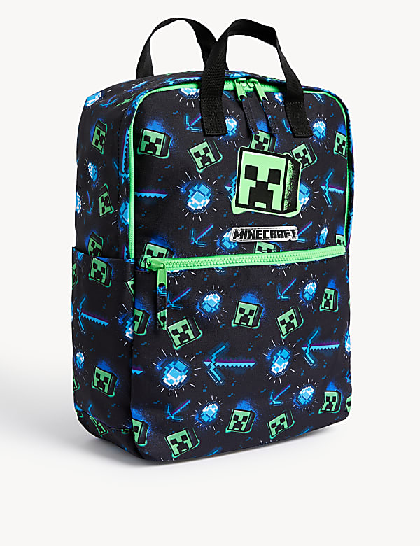 minecraft-rugzak-652kkv-1.jpg Waterafstotende schoolrugzak met Minecraft™ motief voor kinderen | BLACK | Schooltassen | M&S NL - Afbeelding 1