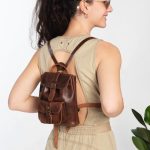 Leren mini rugzaktasje: donkerbruin en karamelsuède, metalen gespen Etsy Nederland