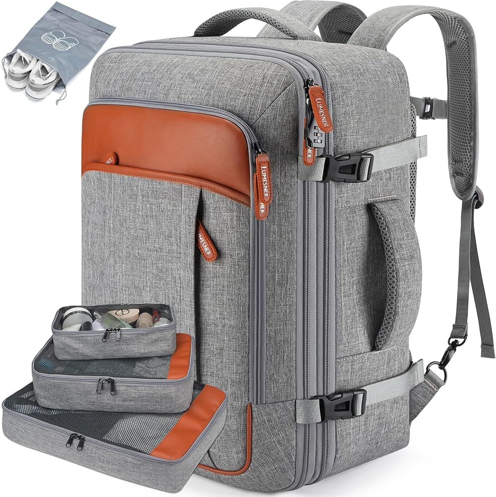 reis-rugzak-016aqf-1.jpg Handbagage rugzak, extra grote 40 l goedgekeurde reisrugzak voor vliegtuig, voor mannen en vrouwen, uitbreidbare grote reisrugzakken met 4 ... - Afbeelding 1