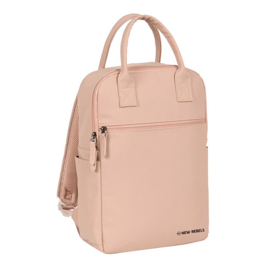rugzak-dames-laptop-320tkq-1.jpg Roze rugzak 14 inch laptop waterproof | Stuivenga Lederwaren Delft - Afbeelding 1
