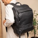 Leren Laptoprugzak Zwart Rich