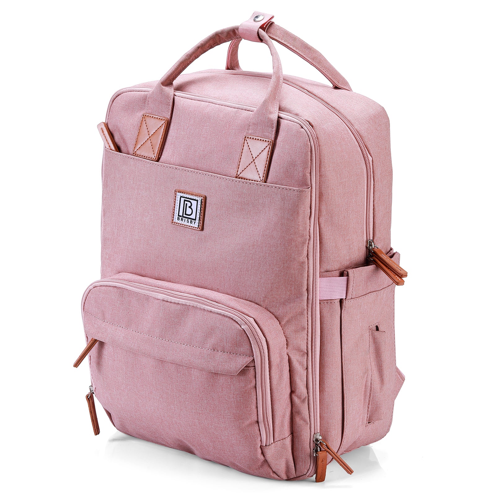 rugzak-laptop-dames-639zoz-1.jpg Brisby Rugtas unisex LTO roze waterafstotend laptopvak handbagage Roze / 25 Liter - Afbeelding 1