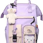 Kawaii rugzak met pluche accessoires leuke esthetische casual dagrugzakken tas voor meisjes tieners laptop college werk boekentas, paars, L : ...