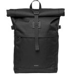SANDQVIST ICON ROLLTOP BACKPACK M BLACK/ BLACK WITH BLACK LEATHER 26