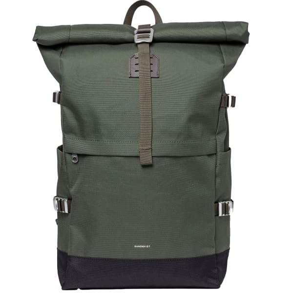 sandqvist-rugzak-235oib-1.jpg SANDQVIST ICON ROLLTOP BACKPACK L DAWN GREEN WITH DARK BROWN LEATHER Lifestyle rugzak - Afbeelding 1