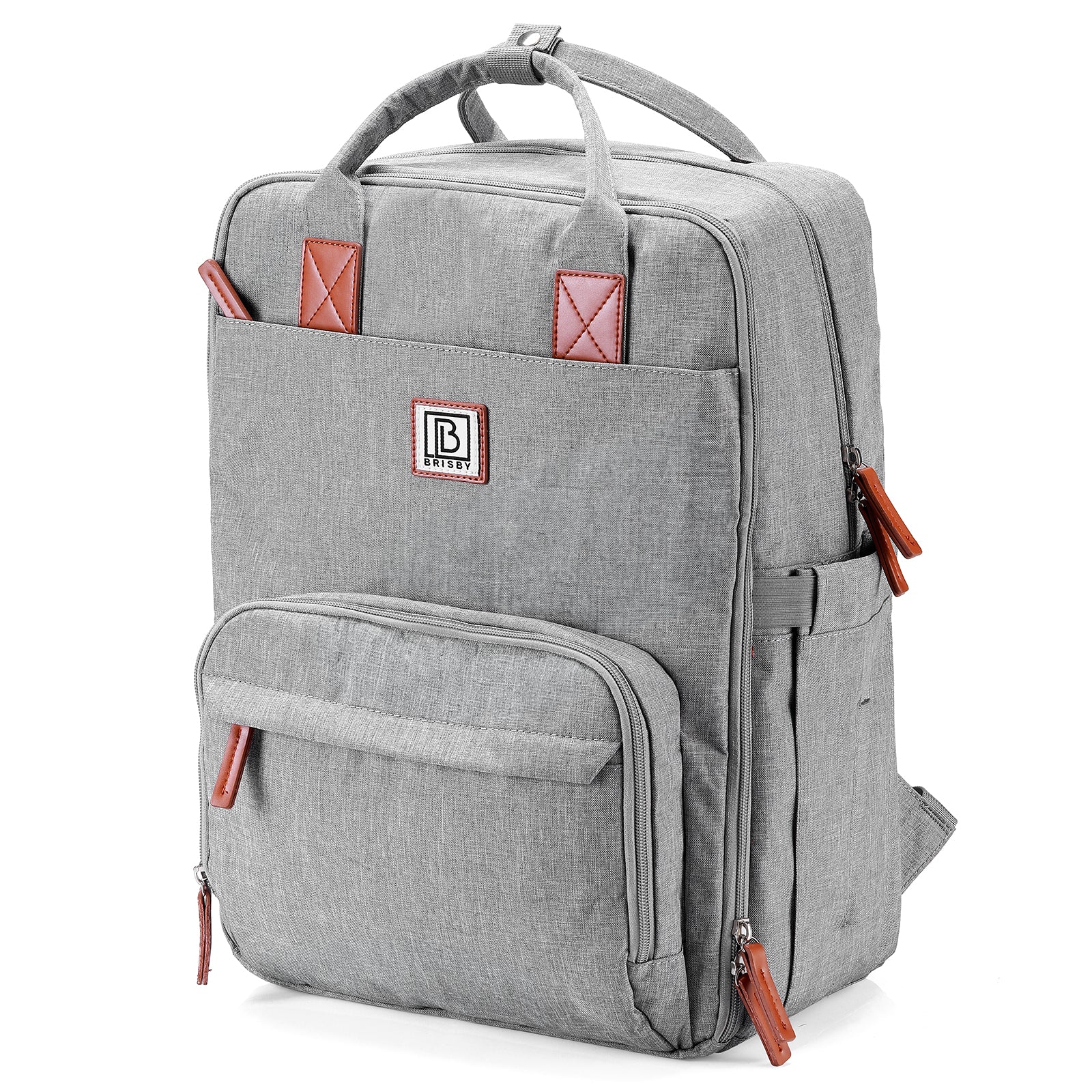 schooltas-met-laptopvak-303kjt-1.jpg Brisby Rugtas unisex LTO lichtgrijs waterafstotend laptopvak handbagage Lichtgrijs / 25 Liter - Afbeelding 1