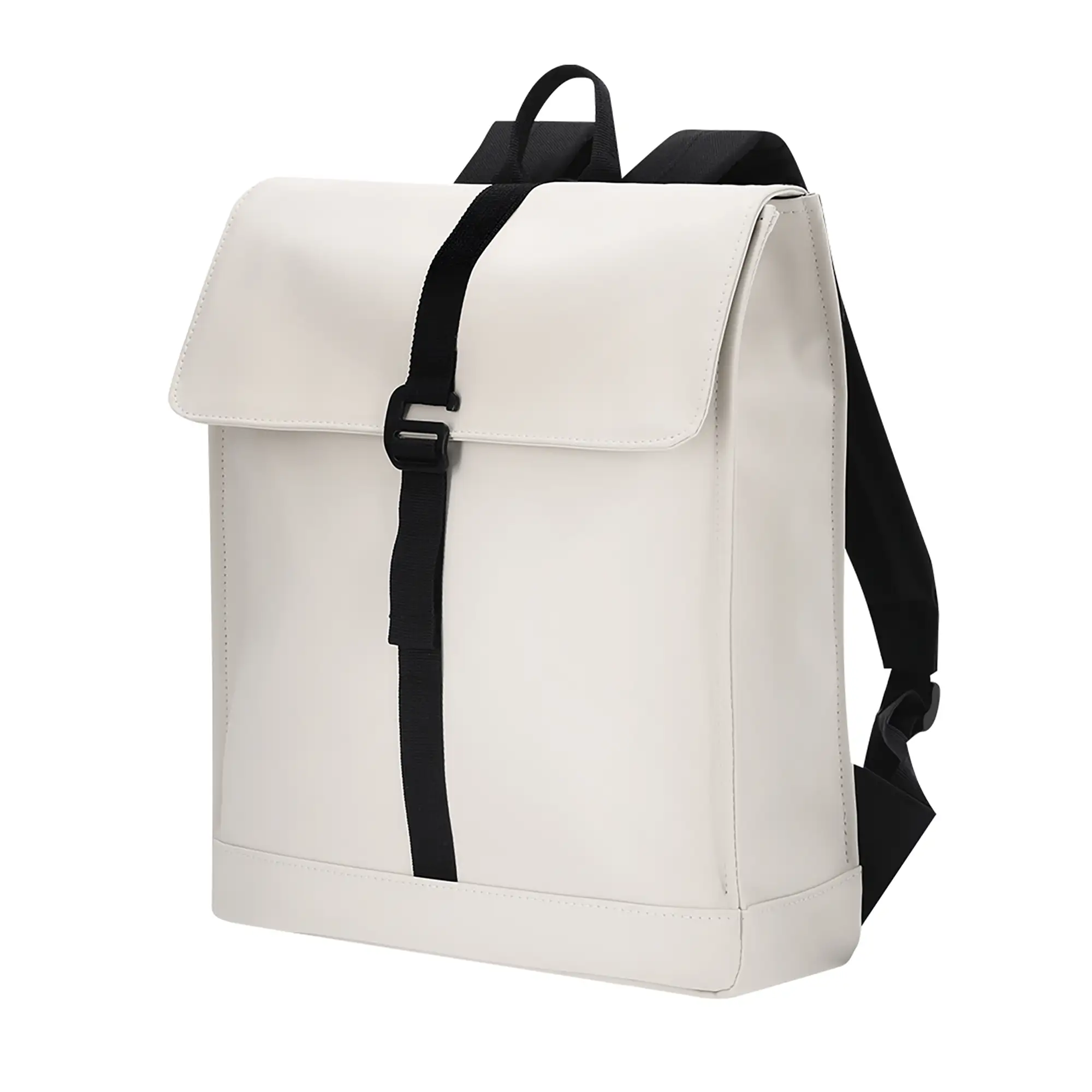 schooltas-met-laptopvak-975ldm.webp Rugzak Sem PU | Laptopvak 14" | Gewatteerd | Gespsluiting | Met Trolleyband | Beige | Voorzijde rechts 70x60 mm | 1 kleur | ... - Afbeelding 1