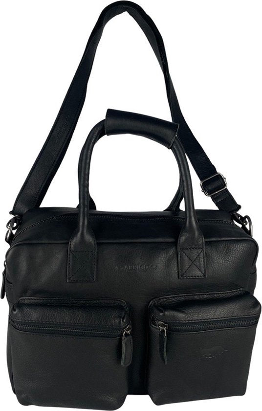 schooltas-schoudertas-240nxf-1.jpg Schoudertas zwart laptoptas cowboysbag grote tas werktas schooltas leer handtas - Afbeelding 1