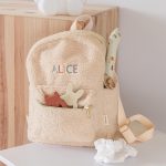 Beige geborduurde teddy rugzak met naam Cadeaus | Tadaaz