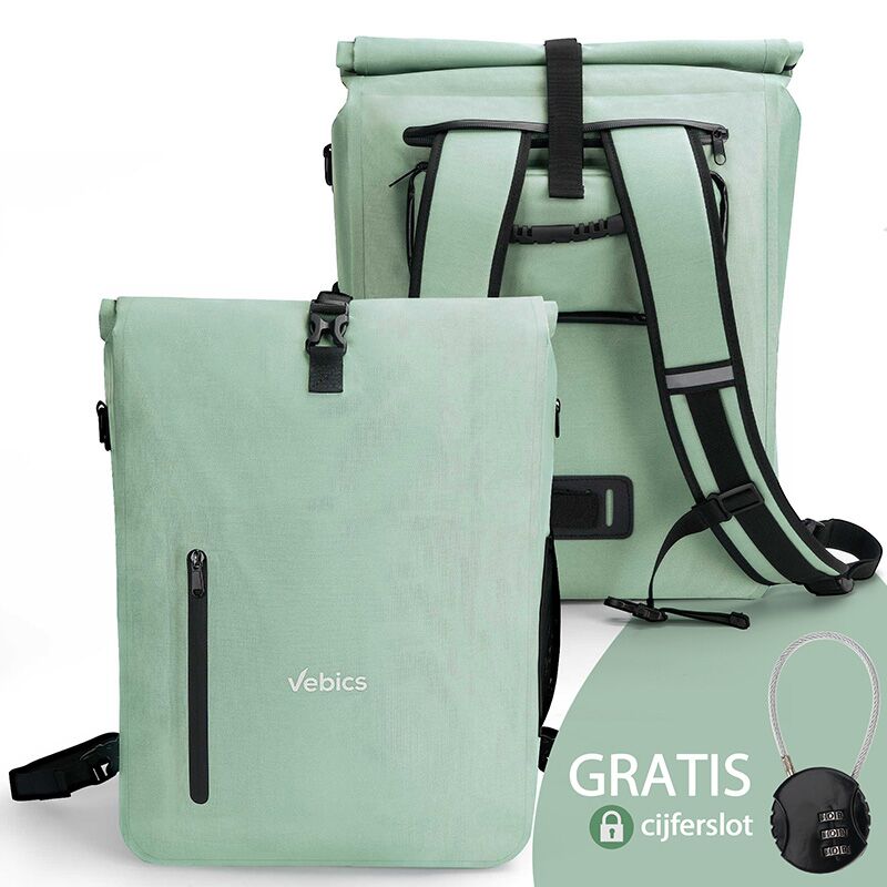 waterdichte-laptop-rugzak-440eww-1.jpg Waterdichte Fietstas + Laptop vak Ebike Rugzak & Pakaftas 28L Mint - Afbeelding 1