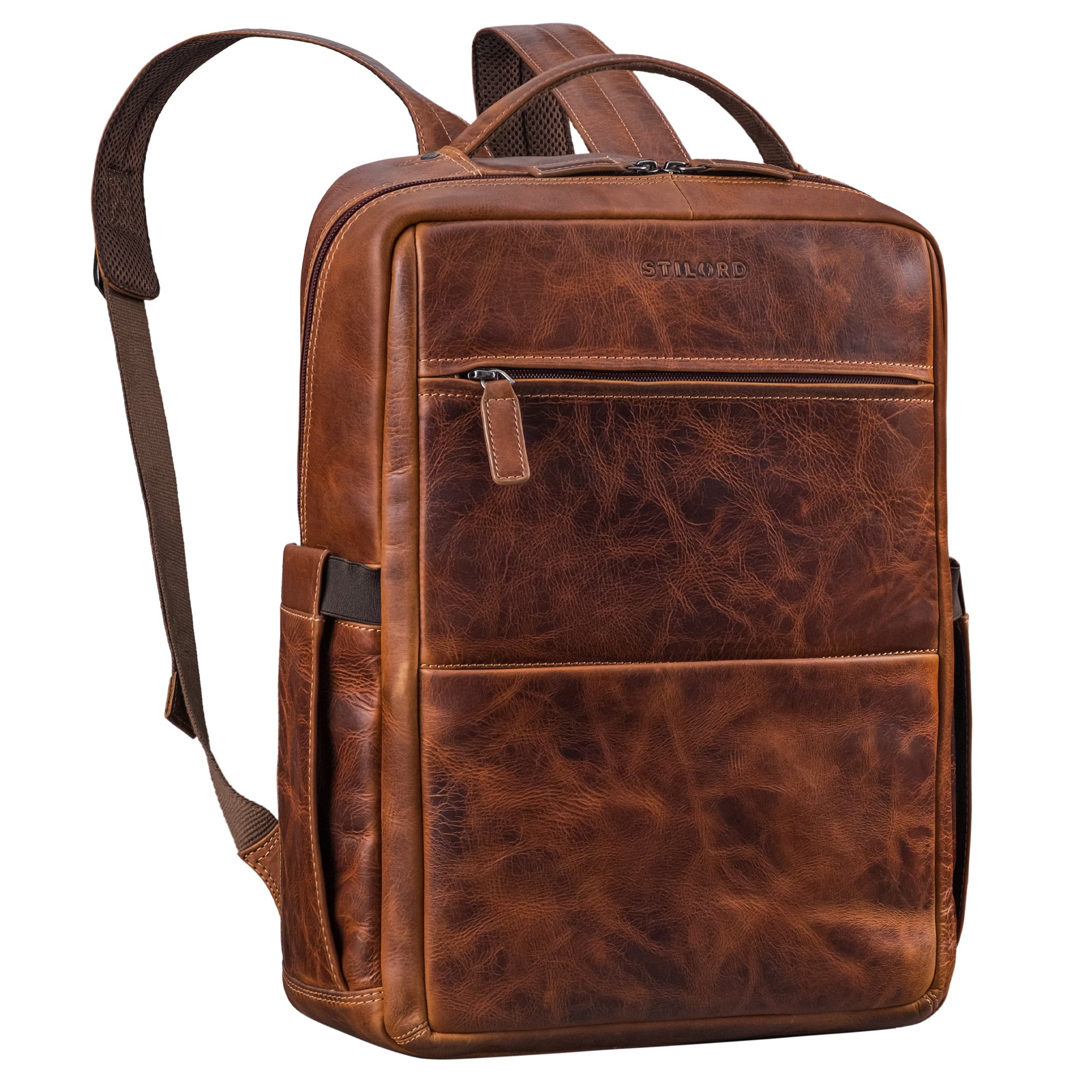 zakelijke-rugzak-heren-289kfc-1.jpg "Nordico" Premium Business Rugzak Heren Groot Leer Laptopvak 16 Inch salerno bruin - Afbeelding 1